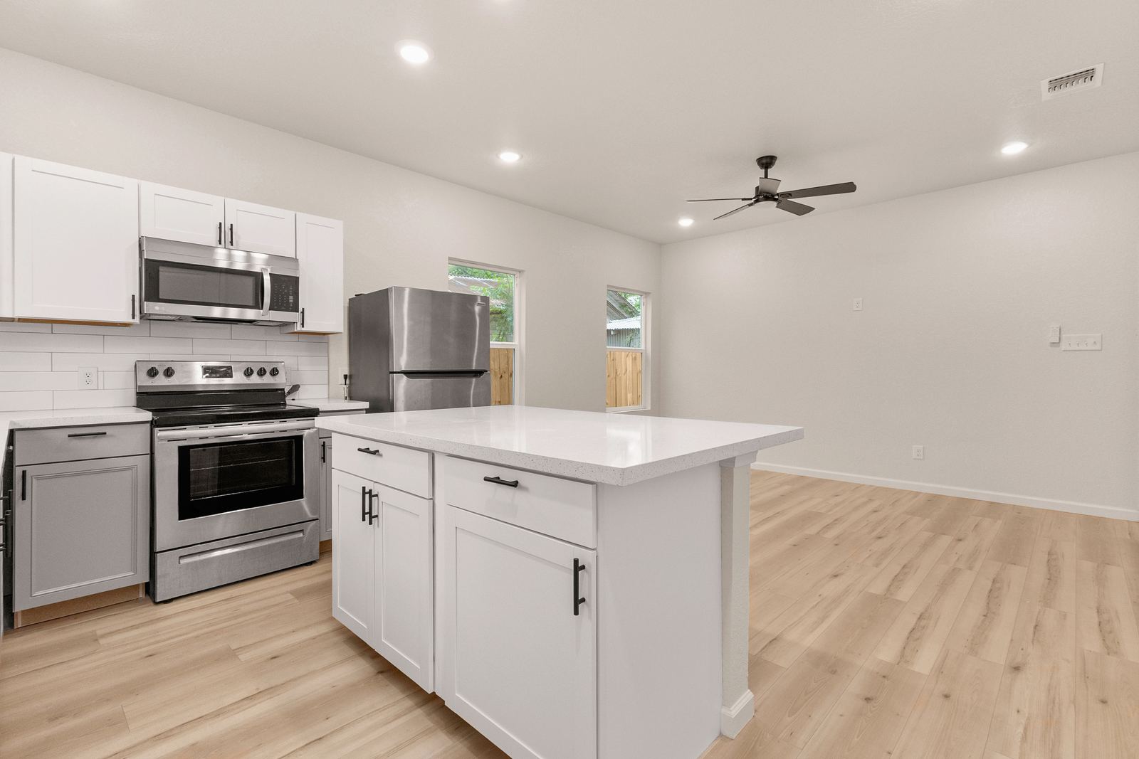 Kitchen island with quartz counters, 711 N Mittman St